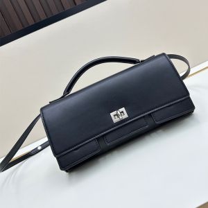 Balenciaga Small Bel Air Clutch In Calfskin Black/Silver