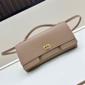 Balenciaga Small Bel Air Clutch In Calfskin Light Brown