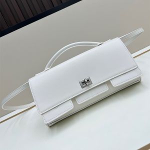 Balenciaga Small Bel Air Clutch In Calfskin White