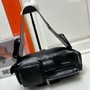 Balenciaga Superbusy Sling Bag In Arena Lambskin Black