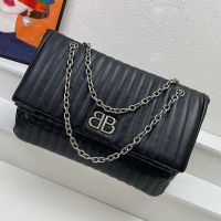 Balenciaga Large Monaco Chain Bag In Quilted Calfskin Black/Silver