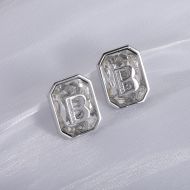 Balenciaga B Icon Crystal Earrings In Silver