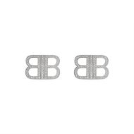 Balenciaga BB 2.0 Earrings with Crystals In Silver