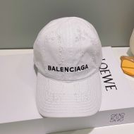 Balenciaga BB Laser Destroyed Baseball Cap In White