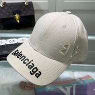 Balenciaga BB Logo Baseball Cap Cotton In Beige