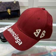 Balenciaga BB Logo Baseball Cap Cotton In Red