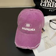Balenciaga BB Logo Printing Baseball Cap In Purple