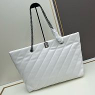 Balenciaga Carry All Crush Tote In Quilted Leather White