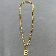 Balenciaga Crystals Chain B Pendant Necklace In Gold