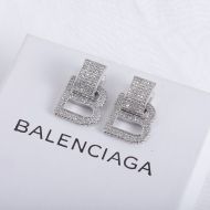 Balenciaga Crystals Hourglass Earrings In Silver