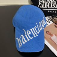 Balenciaga Diagonal Cap Cotton Drill In Blue