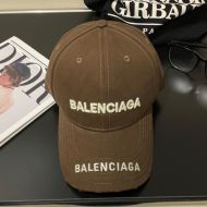 Balenciaga Double Logo Baseball Cap In Brown