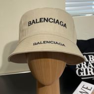 Balenciaga Double Logo Classic Bucket Hat In Beige