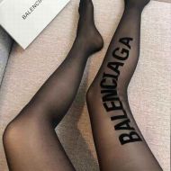 Balenciaga Embroidered Logo Pantyhose In Nylon 2669434