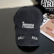 Balenciaga Femme Baseball Cap In Black