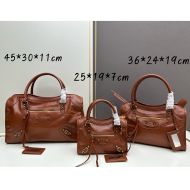Balenciaga Gaint City Shoulder Bag In Calfskin Brown/Gold
