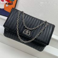 Balenciaga Large Monaco Chain Bag In Quilted Calfskin Black/Silver