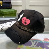 Balenciaga Logo Graffiti Baseball Cap In Black