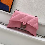 Balenciaga Mini Crush Chain Bag In Quilted Crushed Calfskin Pink
