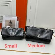 Balenciaga Monaco Chain Bag In Arena Calfskin Black/Silver