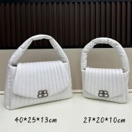 Balenciaga Monaco Shoulder Bag In Quilted Calfskin White