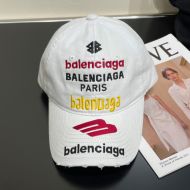 Balenciaga Multi Logo Embroidered Cap In White