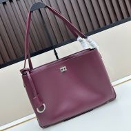 Balenciaga Rodeo Tote In Smooth Calfskin Burgundy