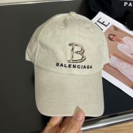 Balenciaga Single B Baseball Cap Cotton In Beige