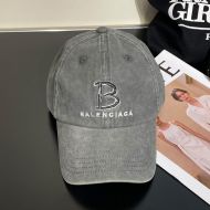 Balenciaga Single B Baseball Cap Cotton In Grey
