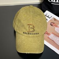 Balenciaga Single B Baseball Cap Cotton In Khaki