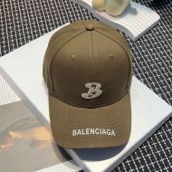 Balenciaga Single B Logo Baseball Cap In Brown