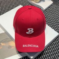 Balenciaga Single B Logo Baseball Cap In Red