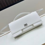 Balenciaga Small Bel Air Clutch In Calfskin White