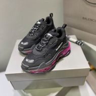 Balenciaga Triple S Sneakers with Multicolor Sole Unisex Leather and Mesh Black/Rose