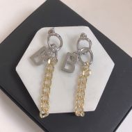 Balenciaga Twocolor B Pendant Chain Earrings In Gold/Silver
