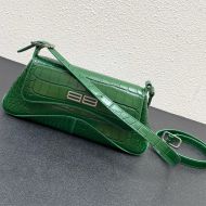 Balenciaga XX Flap Bag In Crocodile Embossed Calfskin Green