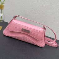 Balenciaga XX Flap Bag In Crocodile Embossed Calfskin Pink